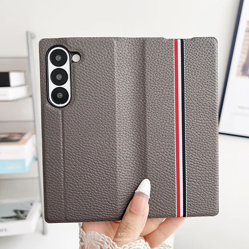 

Высококачественный кожаный чехол для Samsung Galaxy Z Fold6, чехол-раскладушка для телефона Galaxy Z Fold6 Z Fold 6 360, двойная боковая крышка, кожа