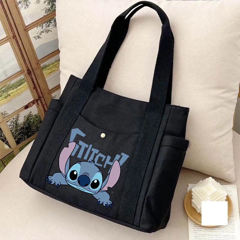 Disney Lilo & Stitch o dużej pojemności Tote Bag płócienna modna torba na ramię torebka dla pań torby zakupowe na co dzień