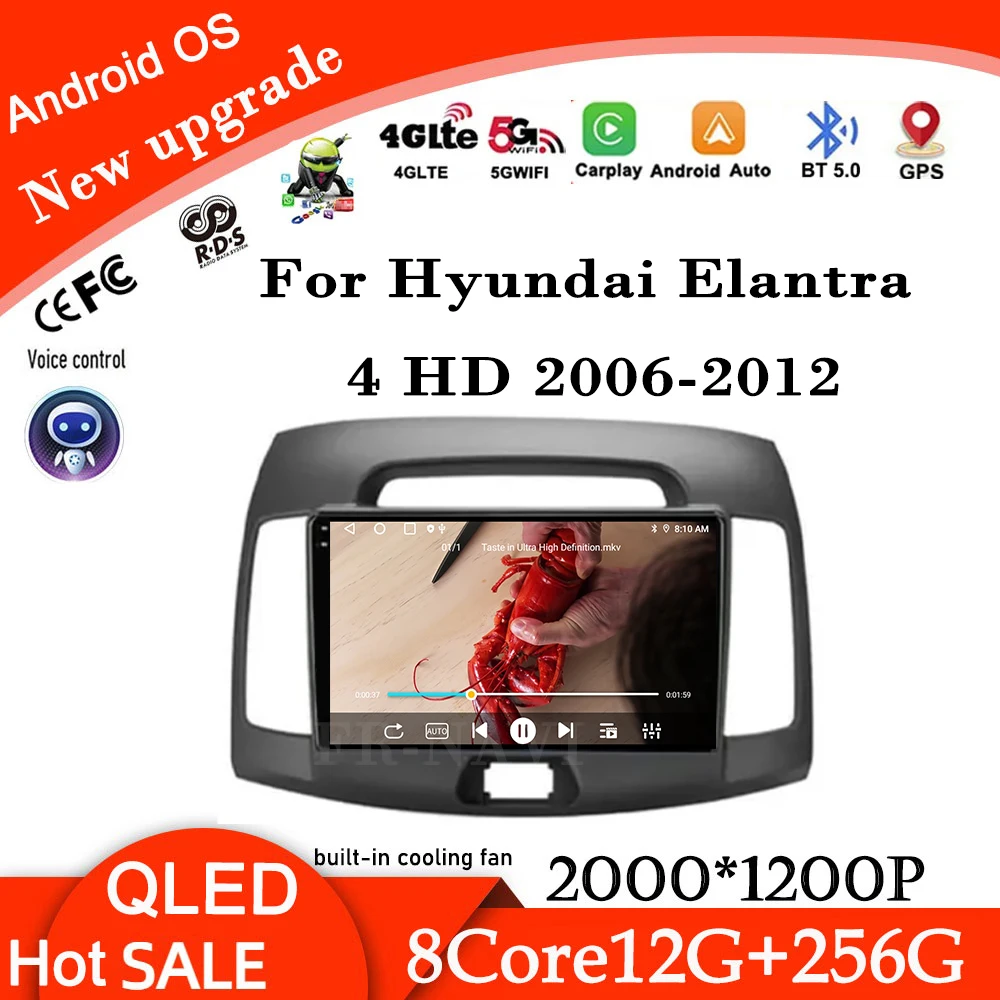 Android 16 Auto Carplay For Hyundai Elantra 4 HD 2006-2012 Car Radio Multimedia Player GPS Navigation Head Unit