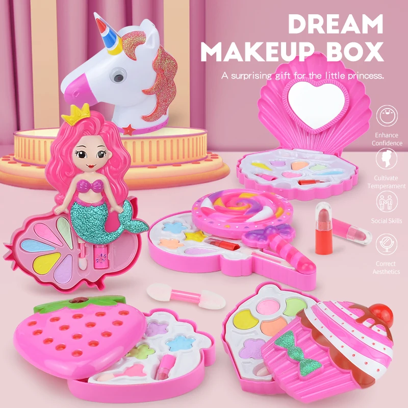 Lovely Makeup Toy for Kids,Cosmetic Kit,Shape of Unicorn / Lollipop / Strawberry / Mermaid / Shell, Cute Girls Return Gift