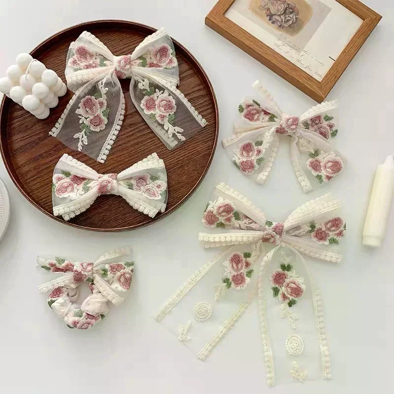 Width 8.5CM/3.34in Length 420cm/165.35in Pink Flower Embroidery Lace Ribbon Fabric Decoration Various DIY Accessories Crafts