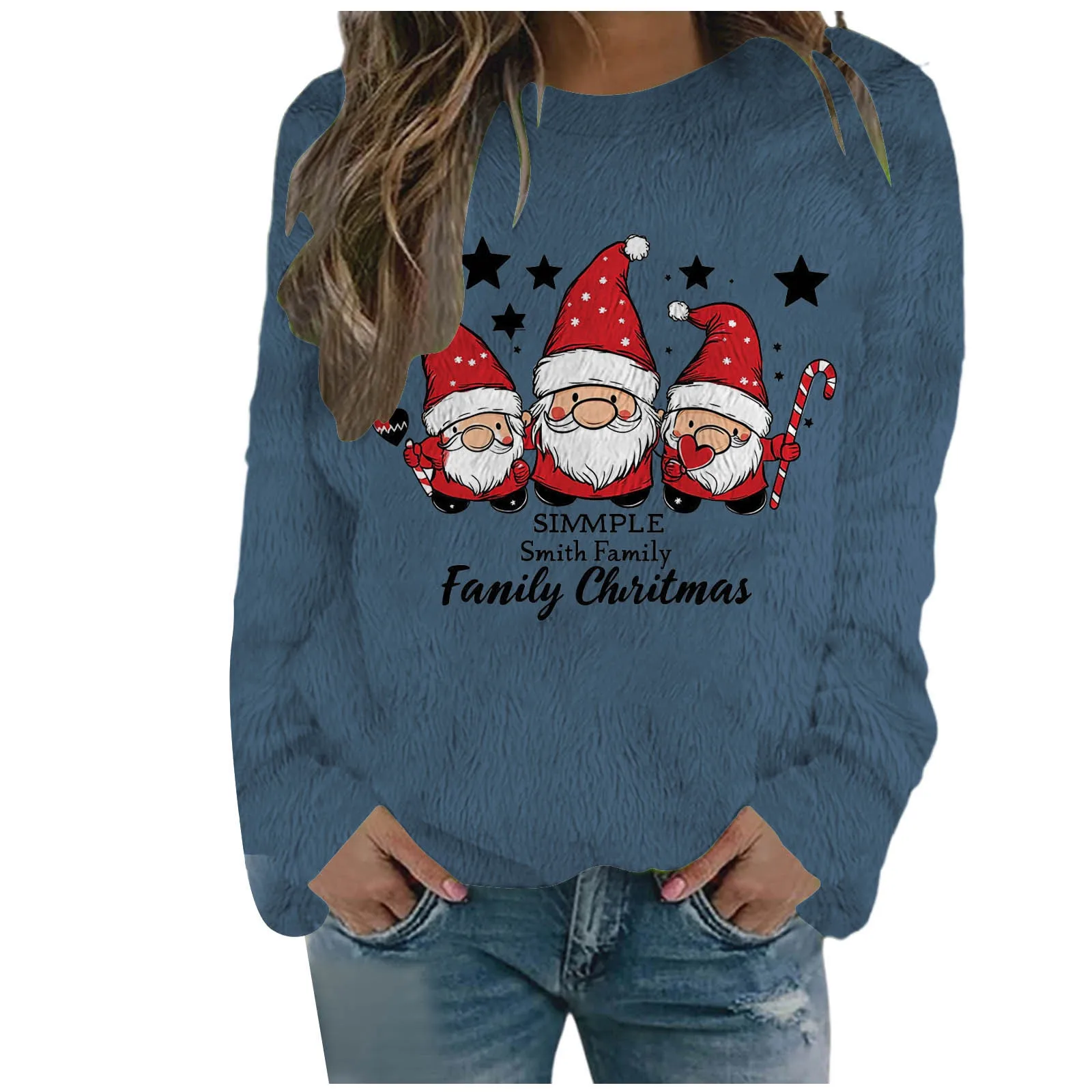 Y2k Women\'S Hoodies Winter Sweater Xmas Ugly Print Korean Pullovers 2024 Autumn Claus Santa Christmas Long Sleeve Pullover