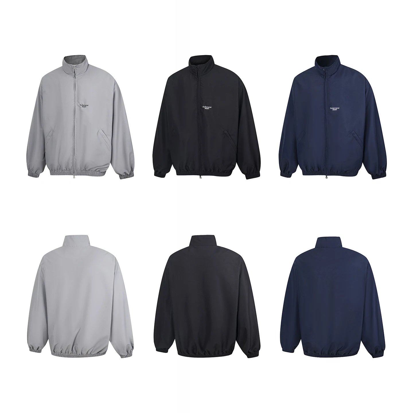 

American Street Sle Simple Engli Letter Embroidery Pure Color ex Loose Fit ort Zipper Jaet Youth Warmth Outerwear