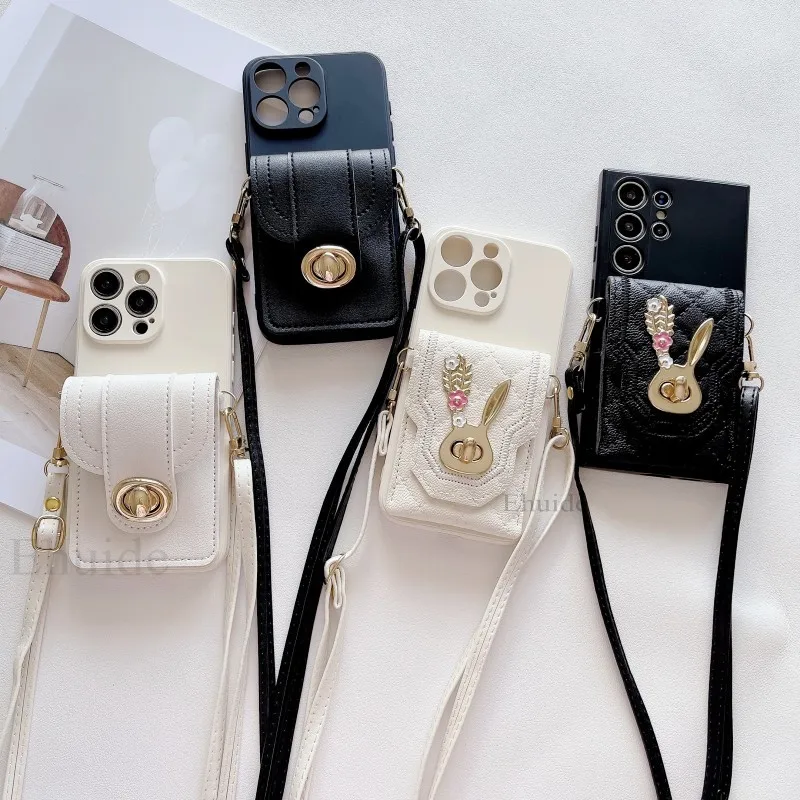 Wallet Case for iPhone 17 16 15 Pro Max 14 Plus 13 12 Mini 11 Pro Max Crossbody Strap Lanyard Luxury Leather Bag Card Cover