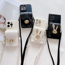 Wallet Card Case for Samsung Galaxy A36 A16 A06 A55 A35 A15 A25 A54 S25 Ultra S24 FE Crossbody Strap Lanyard Leather Bag Cover