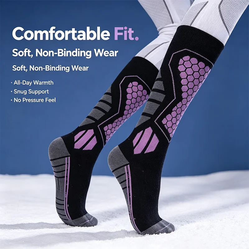 Skiing Socks Compression Ski Socks Warm Thermal Knee High Socks Shin Protection Snowboard Socks Men Women Winter Calcetines
