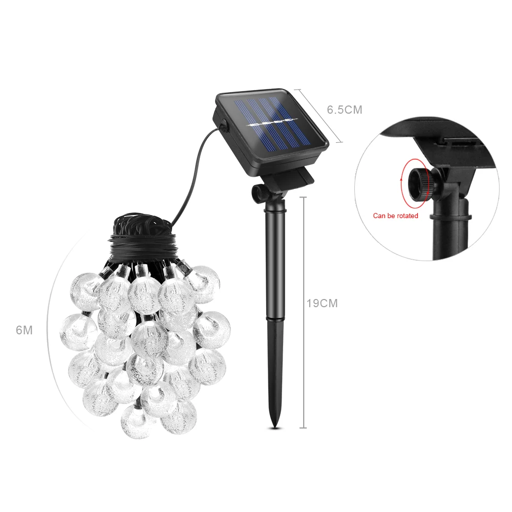 LED Crystal Globe Solar String Lights Outdoor Waterproof Fairy Light Garland Festoon Garden Patio Party Christmas Decoration