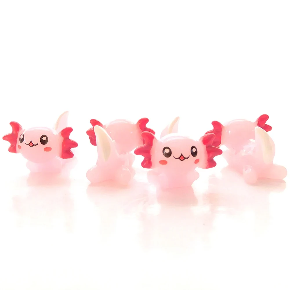 5/10Pcs Adorable Mini Resin Pink Axolotl Miniatures, Animals Fairy Garden Ornament, Micro Landscape DIY Craft Decoration