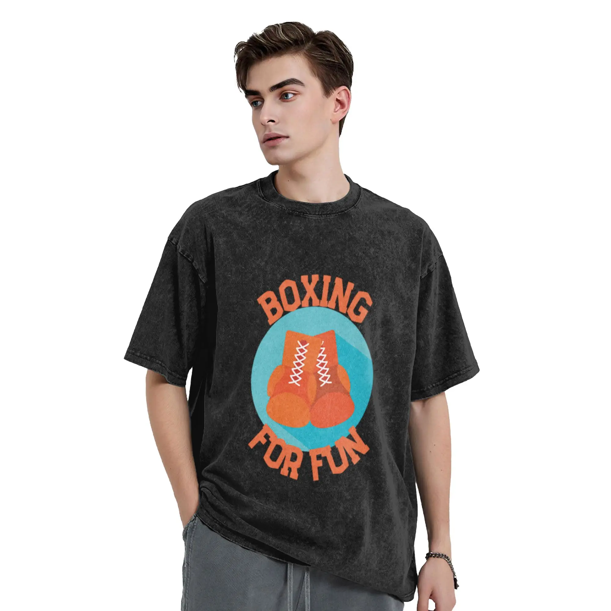 Boxing for Fun Unique Comfort A Vintage Oversized Cotton T-Shirts