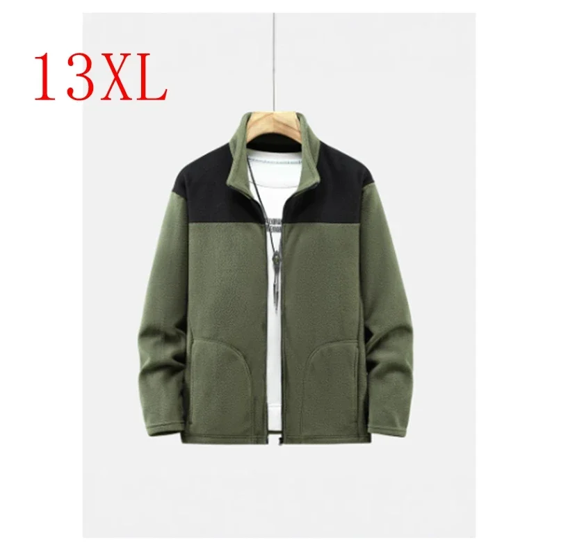 170KG Spring and Autumn Thick Shake Fleece Coat Men's Fat Plus Size 13XL 12XL 11XL Warm Fleece Jacket