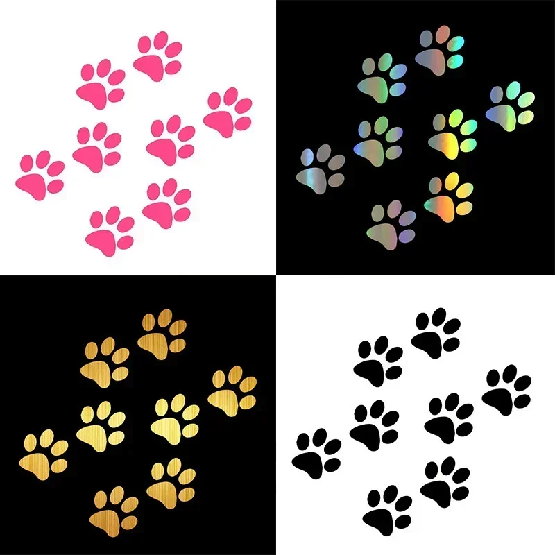 Car Cat Paw Print Sticker Creative 3D Animal Footprint Decal Sunscreen Waterproof Auto Door Window Paster Exterior Accessories