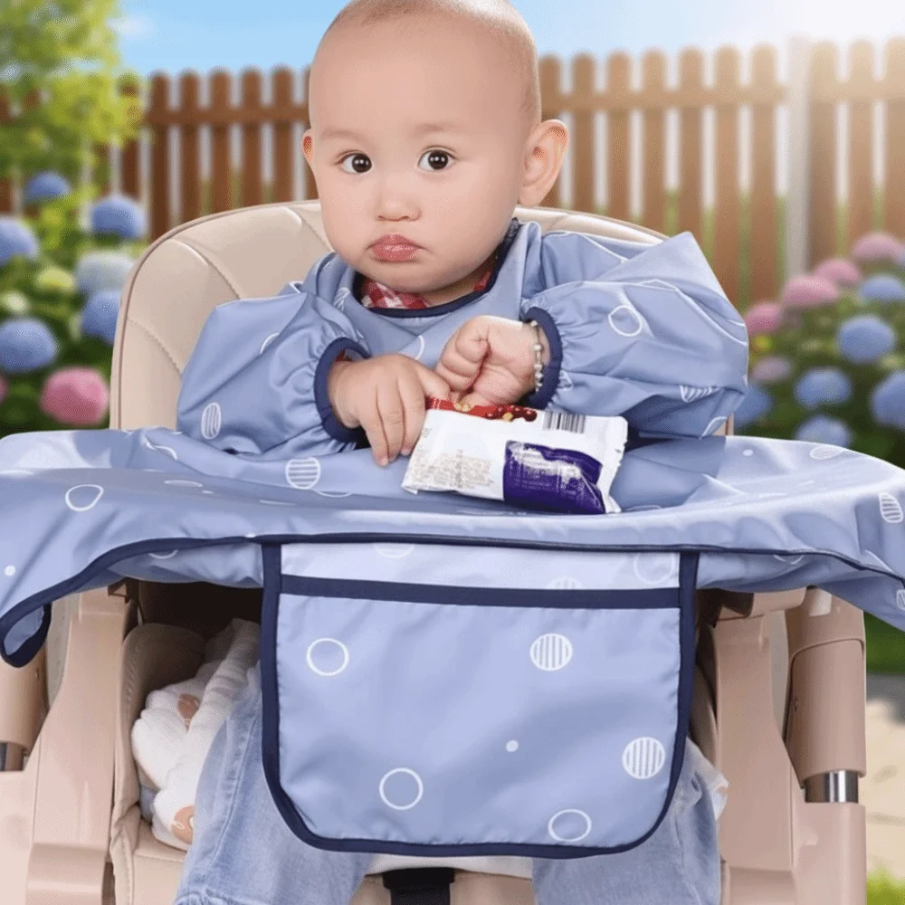 Waterproof Coverall Baby Bib Mess Proof Quick-Dry Weaning Bibs Anti-Dirty Polyester Baby Eating Table Cover Restaurant