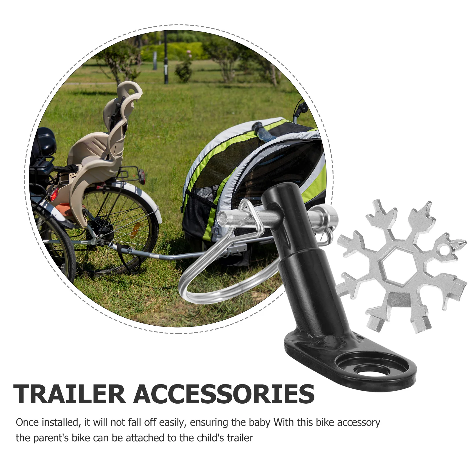 

1 Set Of Bicycle Accessories Metal Hitch Coupler For Bike Trailer Attachment Traction Head Rear Rack Connector For Infant Bike