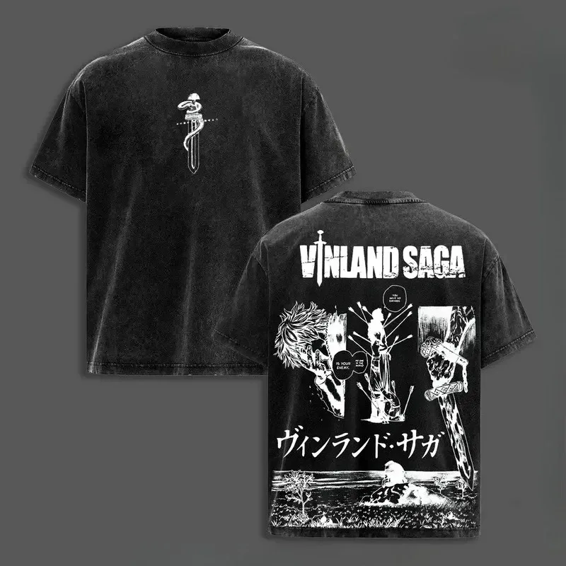 

Japanese Manga VINLAND SAGA Thorfinn Graphic T-shirt Vintage tee hot product Streetwear Oversized High-end Luxury Washed Unisex