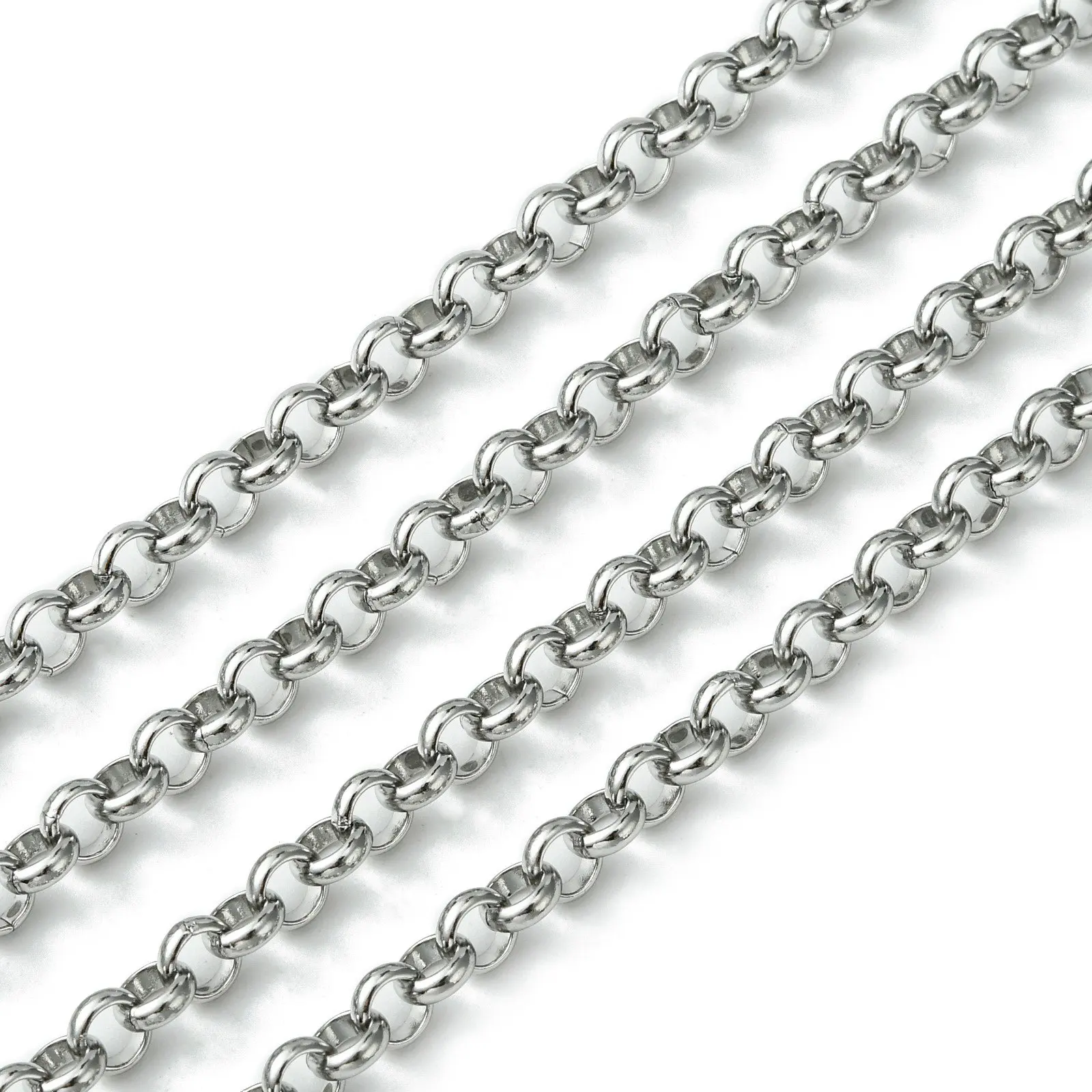 10m 304 Stainless Steel Rolo Chains Unwelded Link Chain for Jewelry Making DIY Bracelet Necklace 2.5/3/4/5/6mm