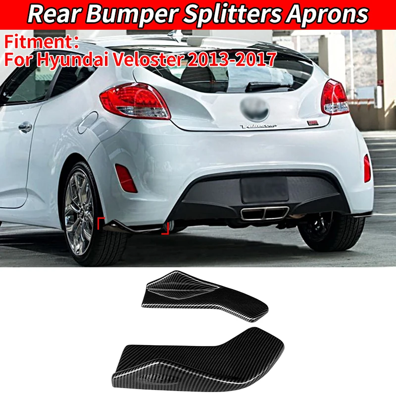 For Hyundai Veloster 2013-2017 Car Carbon Fiber Look ABS Accessories Rear Bumper Splitter Lip Side Spoiler Canards Diffuser Trim