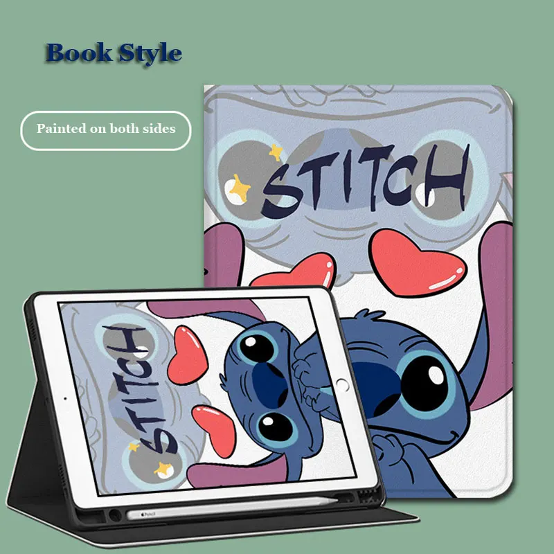 Stitch Tablet Case for IPad 2021 10.2inch Pro 2018 11inch Cartoon Fold Protect Case IPad Air4 5 10th 10.9inch Leather Flat Case