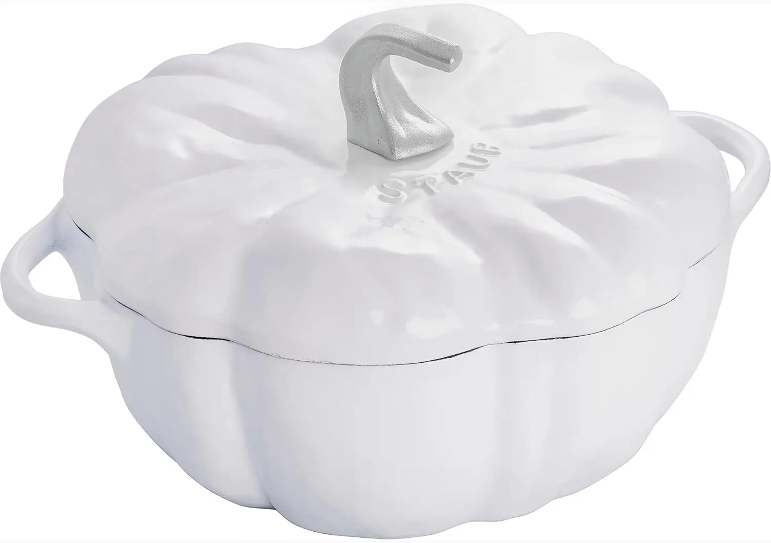 

Cast Iron Dutch Oven 3.5-qt Pumpkin Cocotte with Stainless Steel Knob, Made in France, Serves 3-4, White