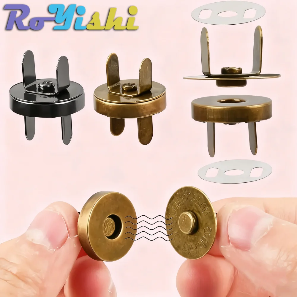 

10-100 Sets RoYishi 14-18MM Magnetic Snap Fasteners Clasps Buttons Handbag Purse Wallet Craft Bags Parts Accessories
