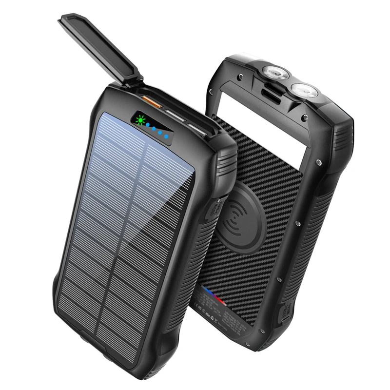 33500mAh Solar Power Bank 10W Fast Wireless Charger Powerbank For iPhone 16 15 Samsung S24 Xiaomi PD 20W Fast Charging Powerbank