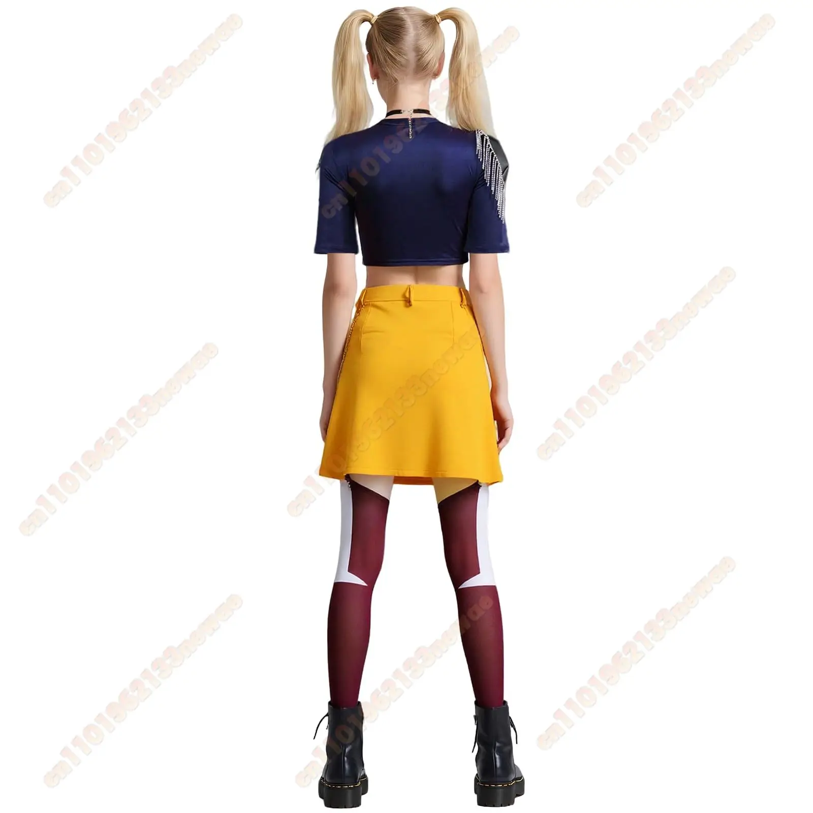 K-Pop 용 Mira 코스프레 의상 세트: 악마 헌터 티셔츠 티셔츠 장갑 스커트 펜던트 복장 유니폼 할로윈 카니발 파티