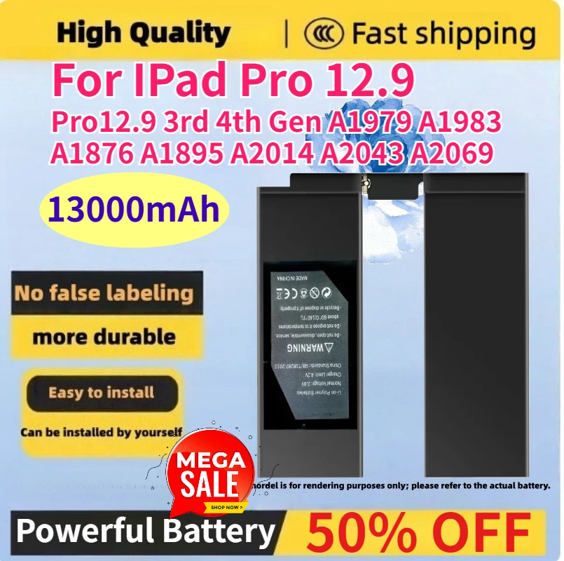 

Brand new 13000mAh Powerful Battery for IPad Pro 12.9 Pro12.9 3rd 4th Gen A1979 A1983 A1876 A1895 A2014 A2043 A2069 With Tools
