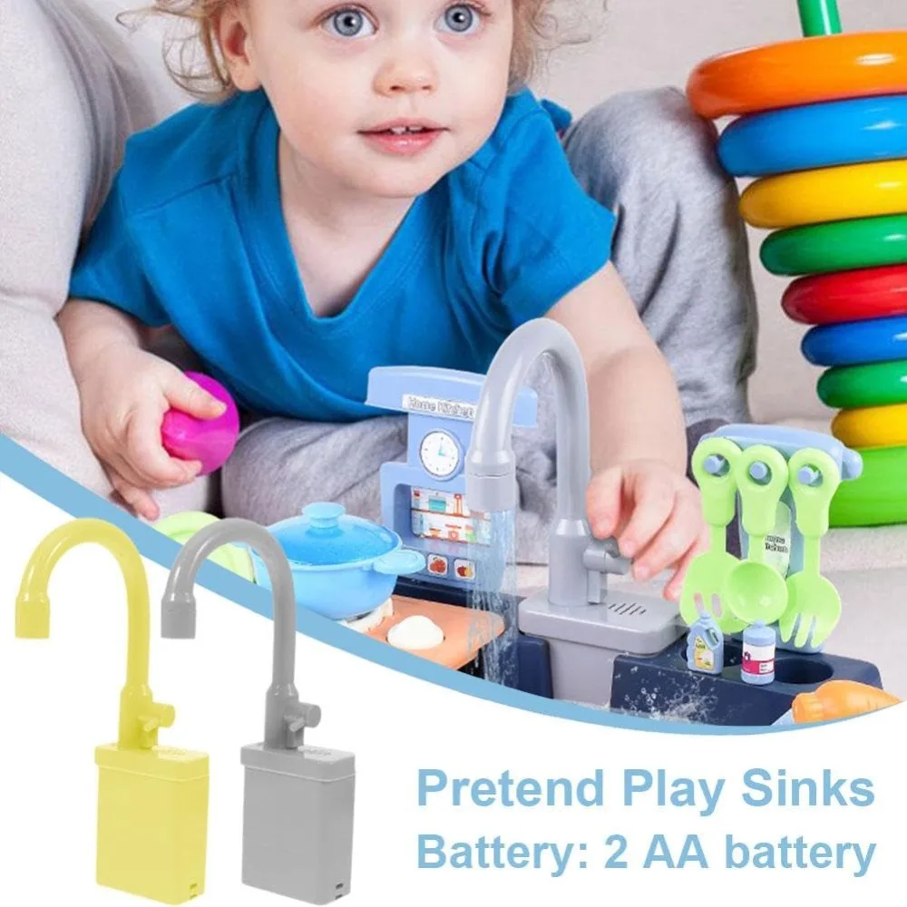 Brinquedo de substituição de torneira de cozinha rotativa com simulação de água corrente torneira de pia de cozinha brinquedo de torneira de plástico