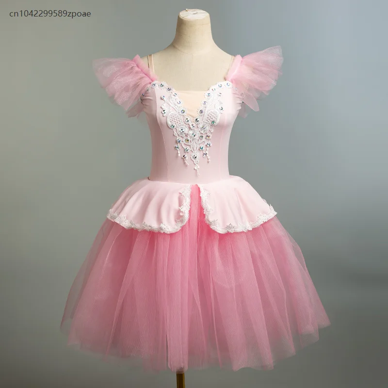 Robe longue Tutu de Ballet bleue pour enfants, Costume de spectacle de danse du cygne pour filles, robe de danse du ventre à bretelles, 2025