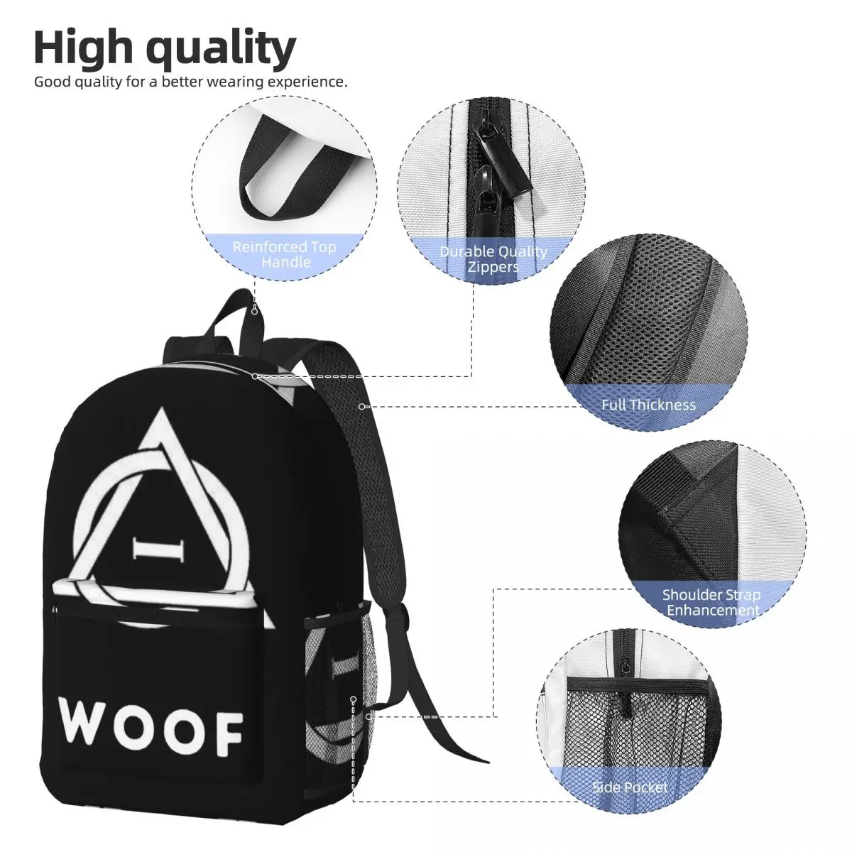 Woof! Therian Therianthropy Symbol Backpack Boys Girls BookBag Children School Bag Computer Shoulder Bags for Men Women