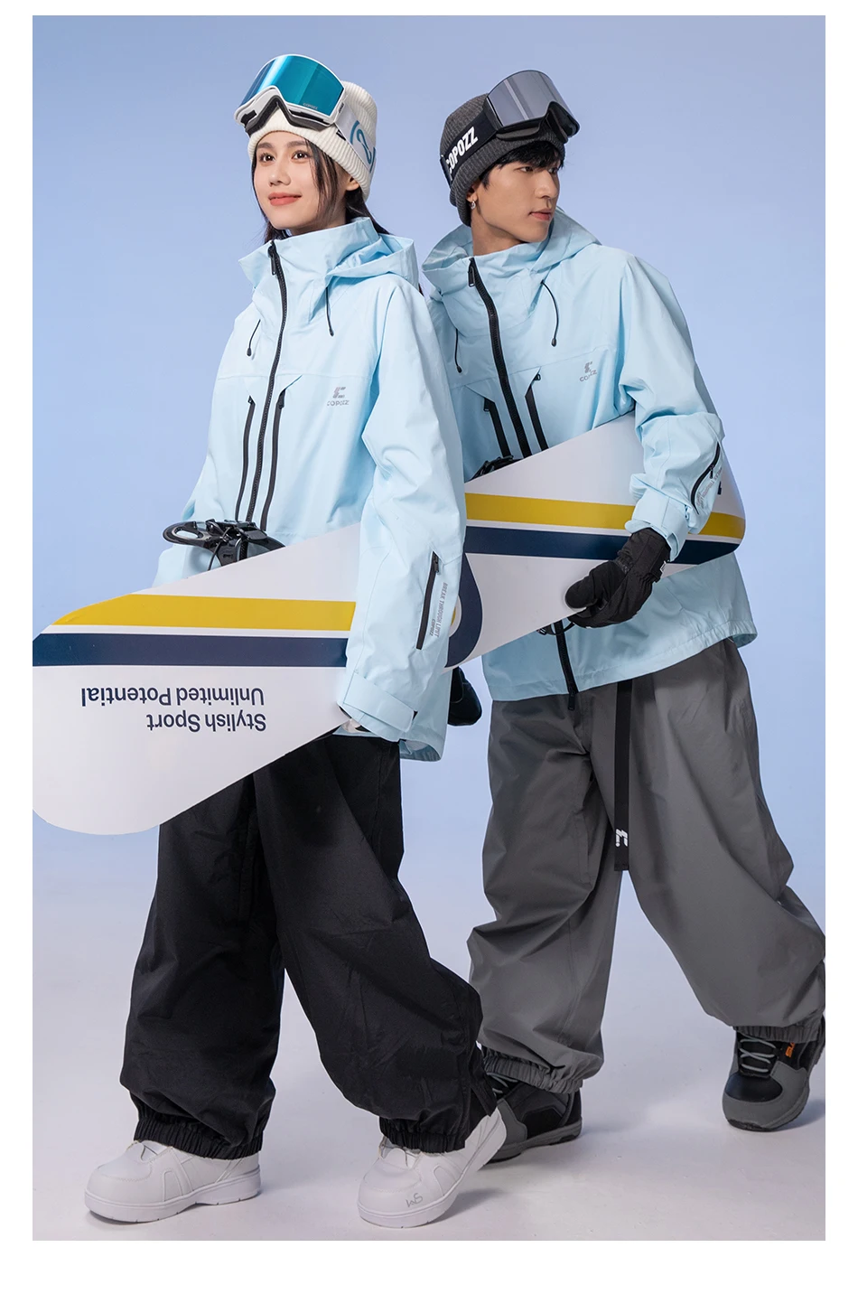 COPOZZ Verdickte 3L Skijacke für Herren und Damen, winddicht, wasserdicht, Winter-Ski-Mantel, Skibekleidung, einfarbig, mit Kapuze, warmer Snowboard-Skianzug – Detail 34