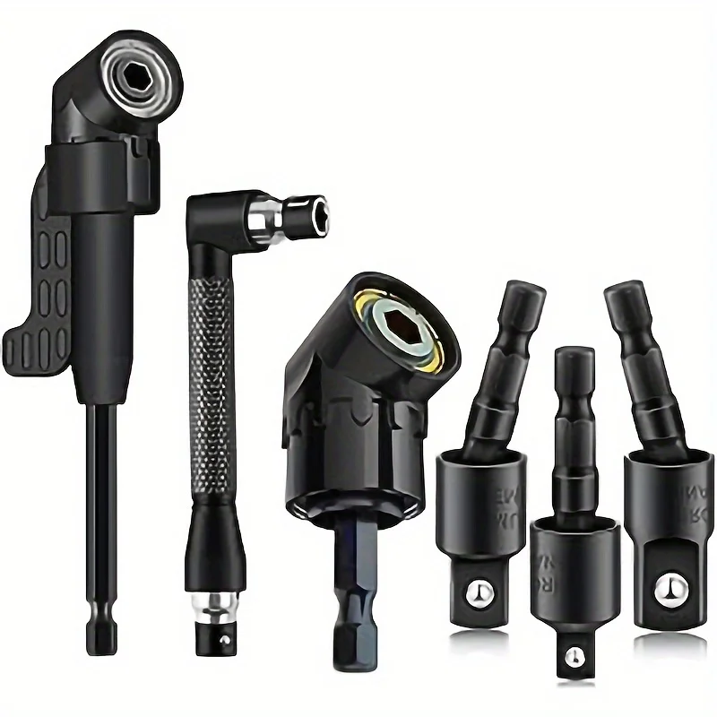 

1 Set of Bit Angle Adapter Combination Tools Right Angle Drill Attachment Set Includes 360 Pieces ° Rotatable 1/4 3/8 1/2 Level Socket Adapter with Hex Shank 105 ° Angle Drill Adapter and 90 ° Angled Drill Bit