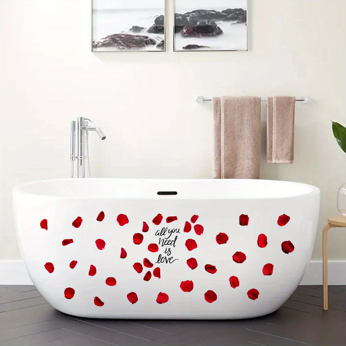 Rose petal pattern PVC waterproof and anti slip bathtub sticker, home decoration, Valentine's Day decoration