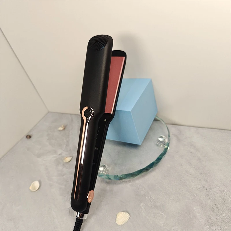 Professional adjustable temperature electric straightening device, ceramic-coated straightening rod, suitable for salon use.