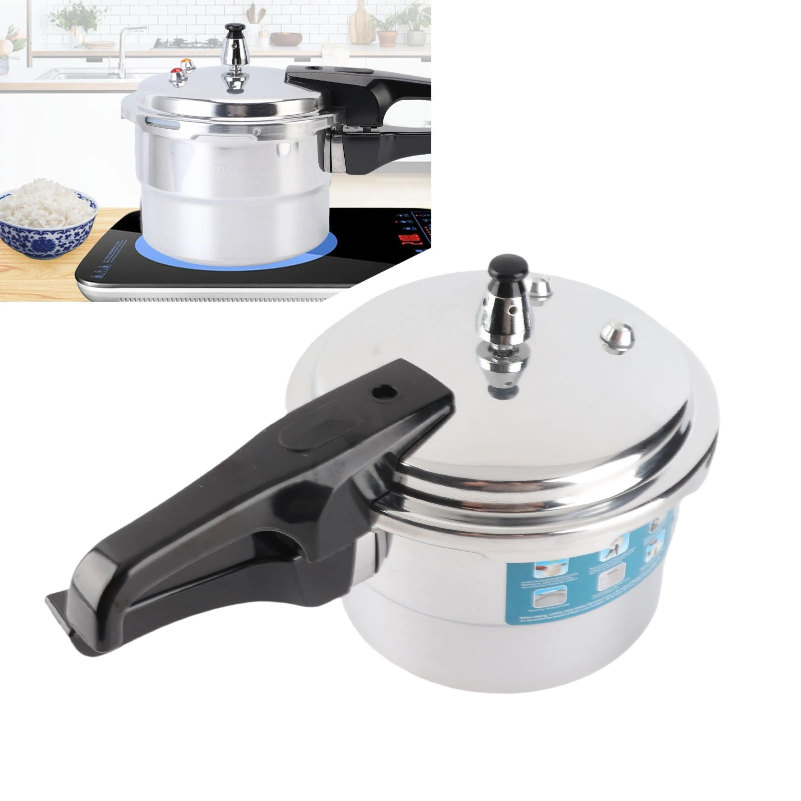 

Посуда под давлением Скороварка Плита Быстрое приготовление 3л из алюминиевого сплава Взрывозащищенная с паровой стойкой для кухни