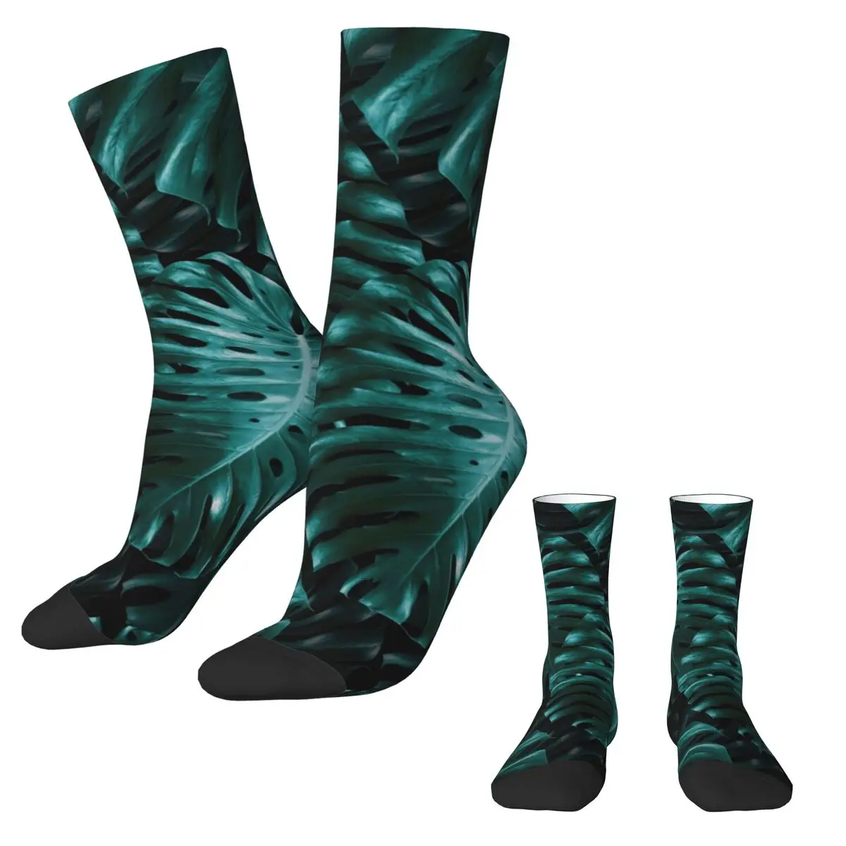 Tropical Monstera Socks Jungle Night Leaves Modern Stockings Winter Anti Sweat Couple Socks Medium Soft Running Sports Socks