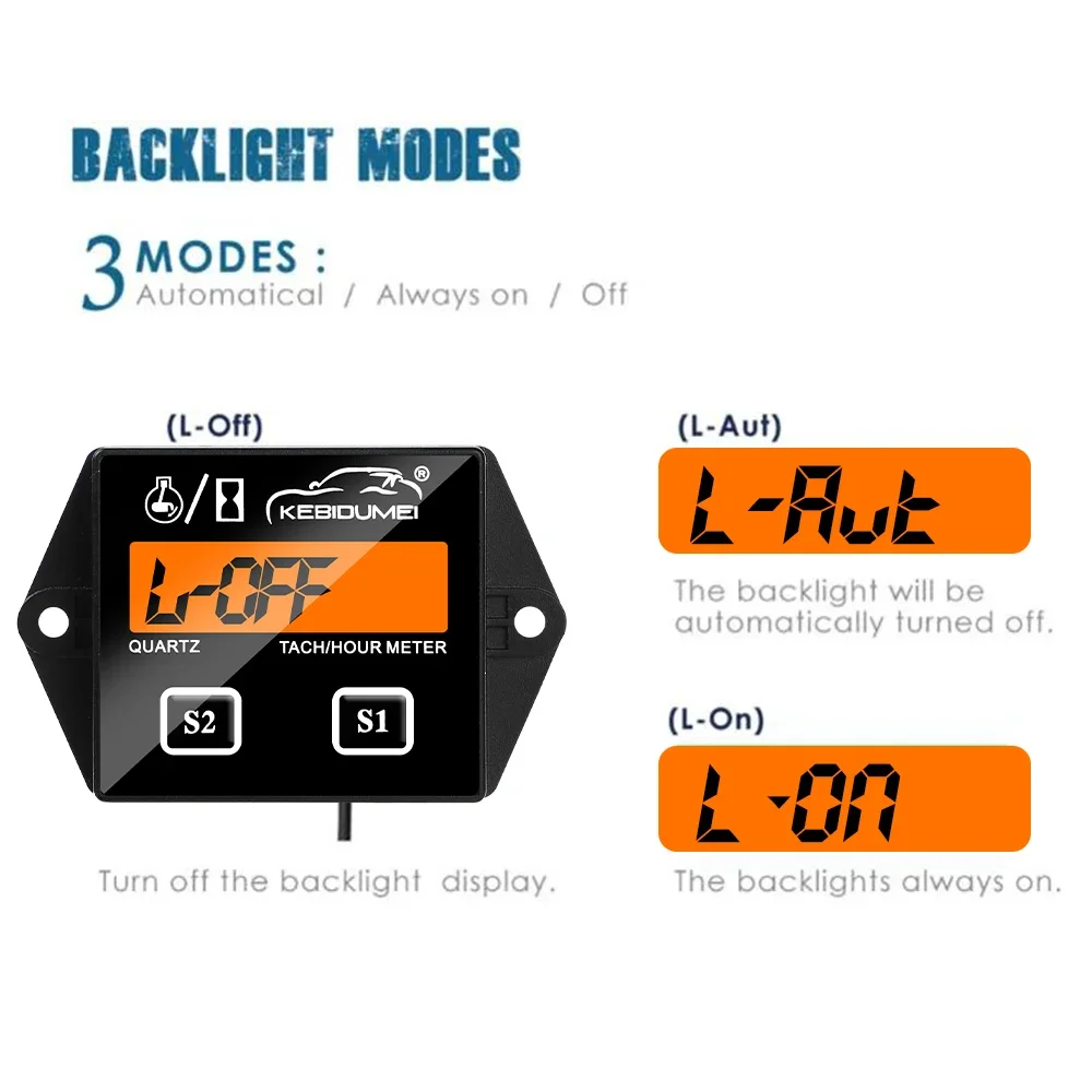 LCD Digital Backlight Motorcycle Tach Hour Meter Tachometer for Outboard Motor Lawn Mower Motocross motorcycle marine chainsaw