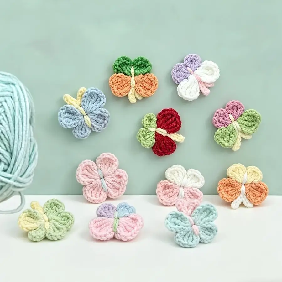 1/5/10/20/50/100pcs Adorable and Romantic Butterfly Appliques, Including 6 Single-color and 6 Two-tone Pieces. High-quality Knit