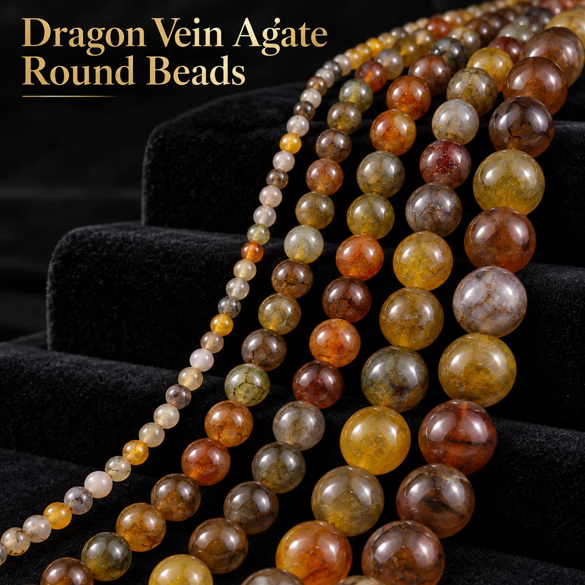 4-12mm 16-45pcs Stone half strand Dragon Pattern Agate Brown Spacer Loose Beads Jewelry Making DIY Bracelets Necklaces Accessori
