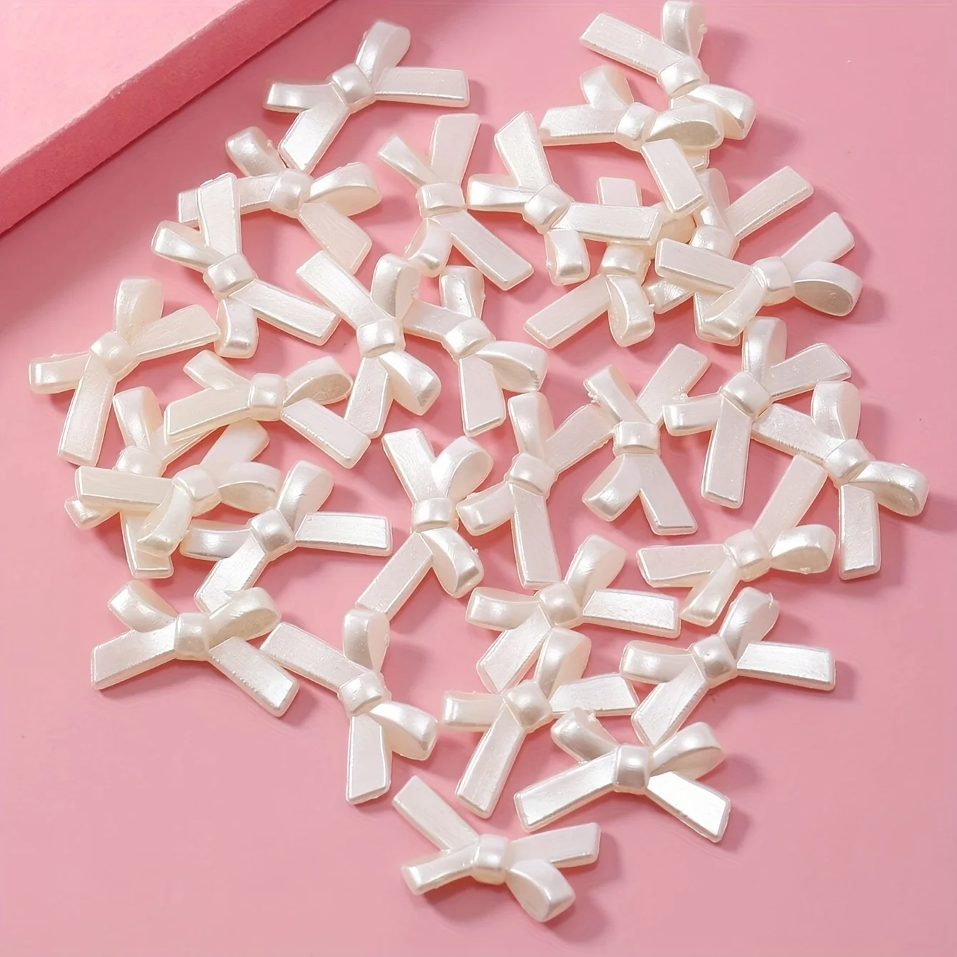 40/50pcs ABS Faux Pearl-Colored Bow Tie Shaped Beads for Jewelry Making DIY Bracelet Necklace Key Chain Accessories - Image 2