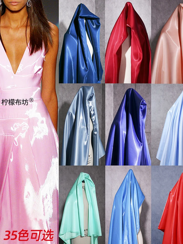 150*50cm Liquid Water Satin Fabric Light Skirt Pants Silk Smooth Crystal Satin Reflective Gift Clothing Designer Fabric