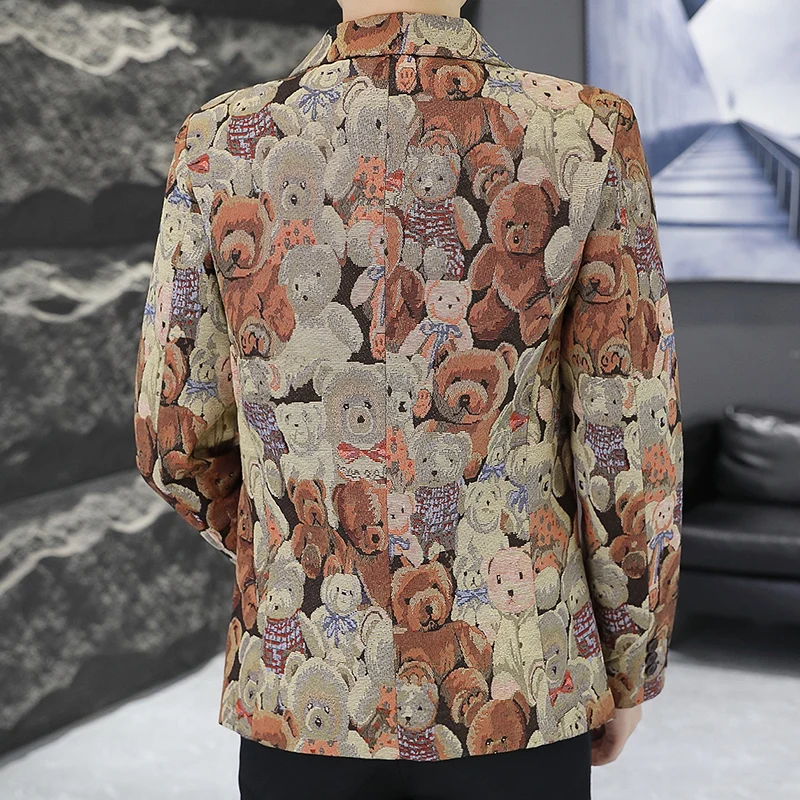 سترة رجالية جديدة عصرية غير رسمية لرجال الأعمال في الهواء الطلق عصرية مطبوعة مأدبة متعددة الاستخدامات والتخسيس النسخة الكورية