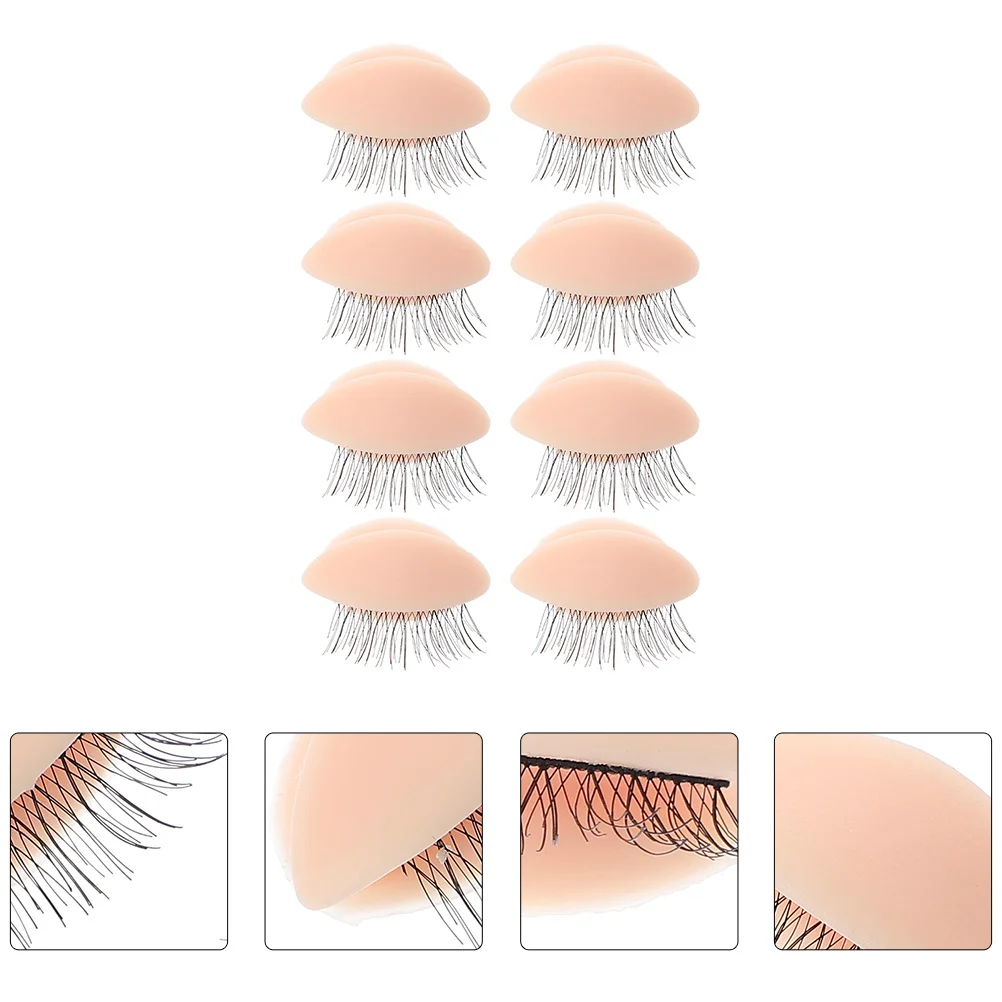 

4Pairs Beauty Eyelash Practice Mold Comfortable Thickness Like Human for DIY Salon Training Extension Grafting Tool