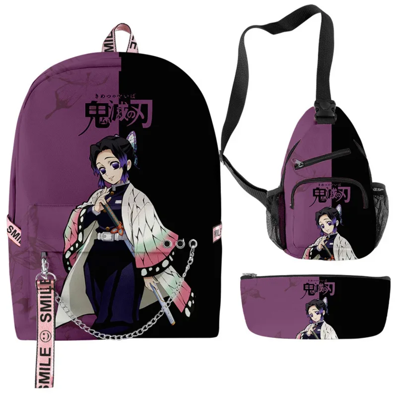 Mochila de Anime japonés Demon Slayer para niños y niñas, mochila escolar Kimetsu No Yaiba Tomioka Giyuu, bolsa de dibujos animados Latpop