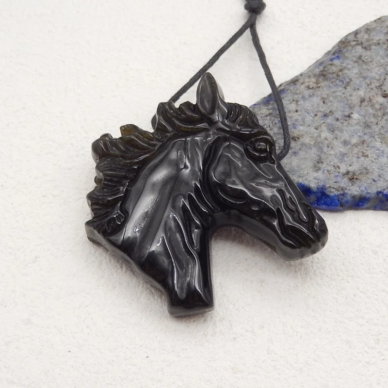 Полудрагоценные натуральные камни, золотой обсидиан, резная искусственная бусина 42x39x9 мм, 21 г, модные ювелирные украшения, аксессуары для ожерелья