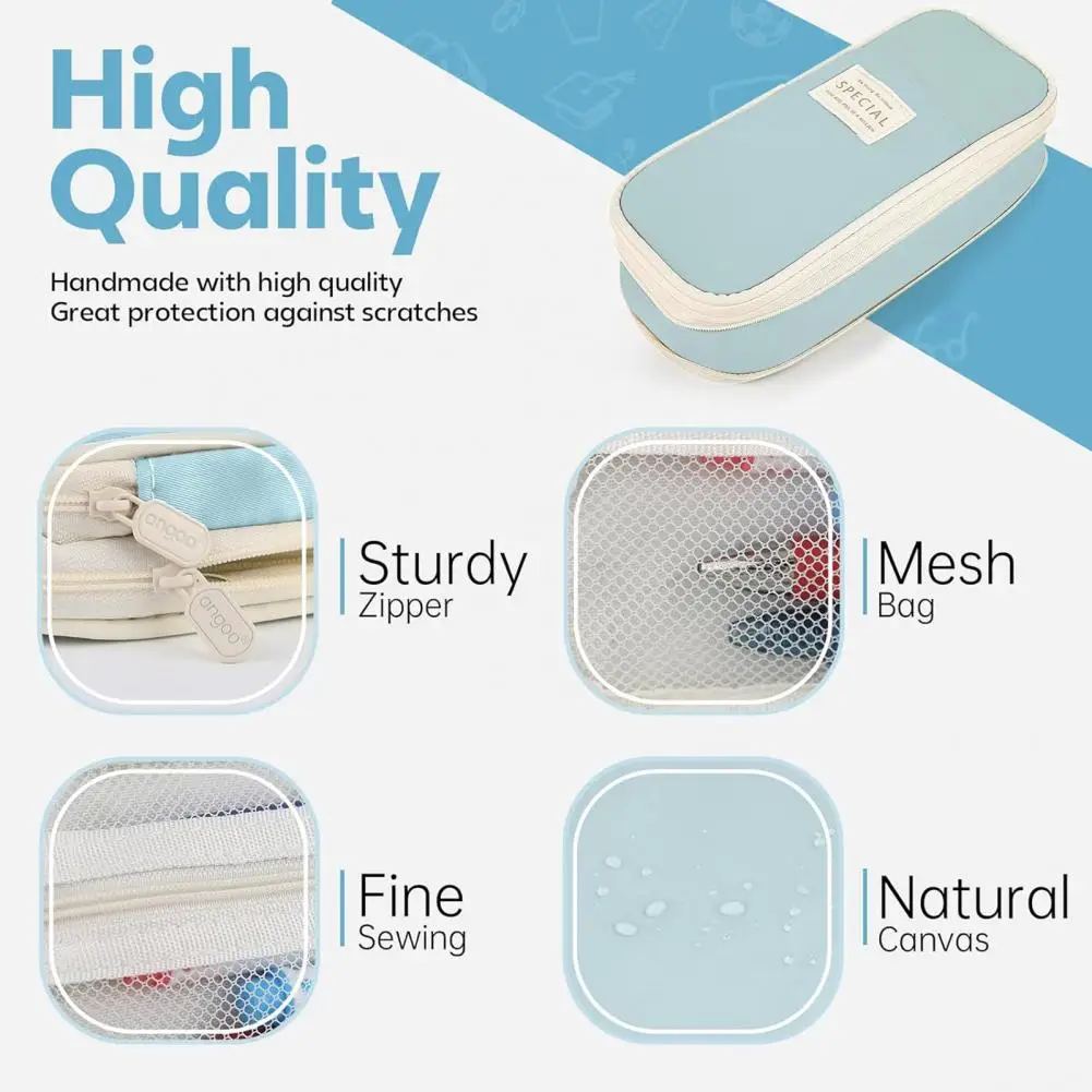 Capacity Pencil Case Expandable Canvas Pencil Case with Zipper Closure Capacity Stationery Holder for Pens for School