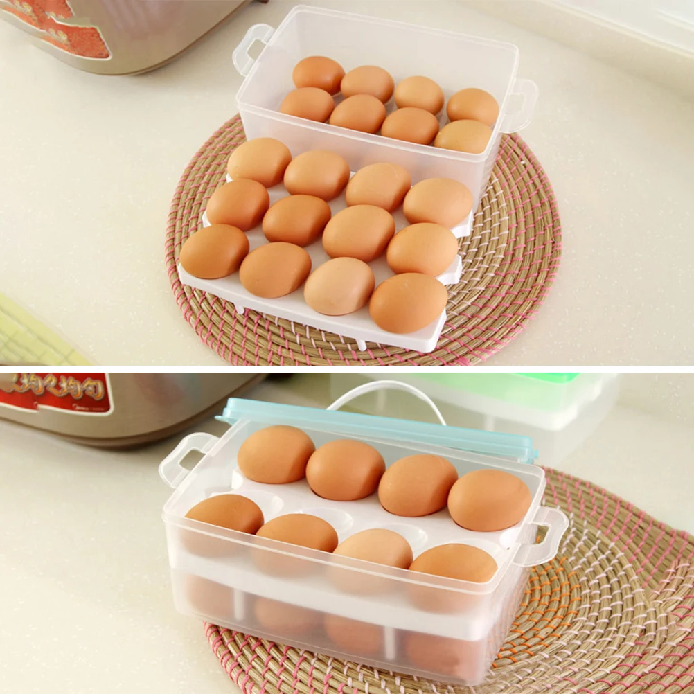 

1pc 24 Grids Egg Storage Box Stackable Plastic Egg Tray Container With Lid Transparent Crisper Organizer For Kitchen