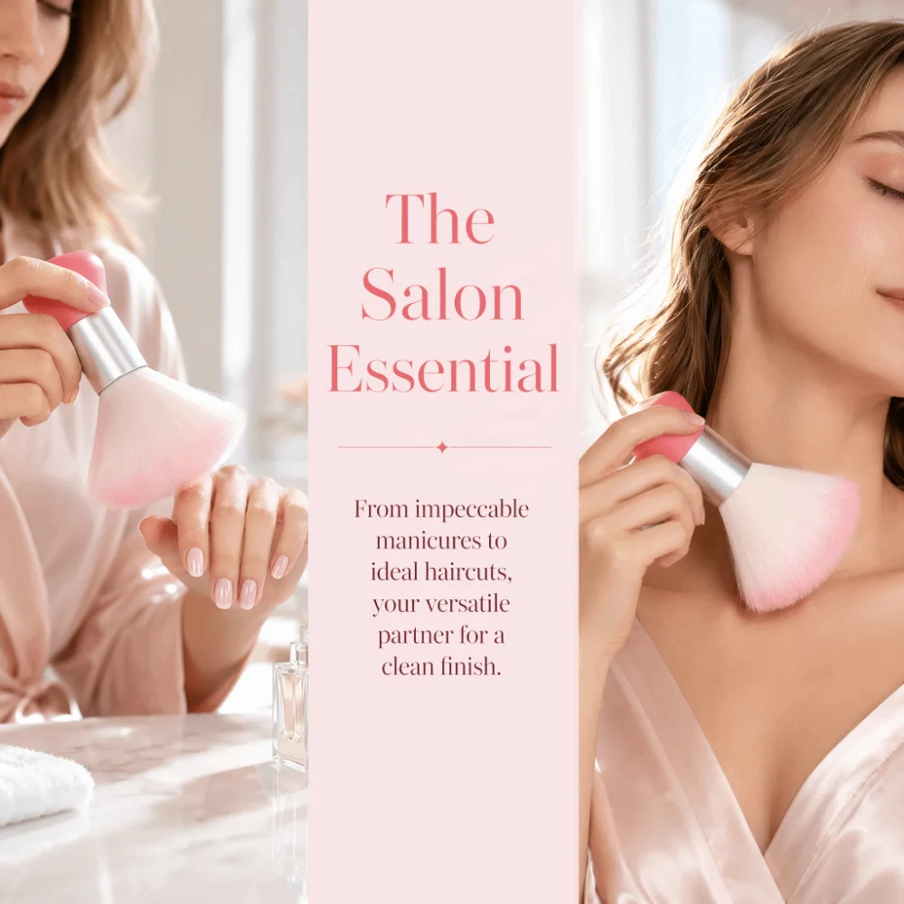 Soft Neck Duster Brush Multi-functional Pink Color Nail Dust Brush Professional Hair Cleaning Brush For Hair Cutting