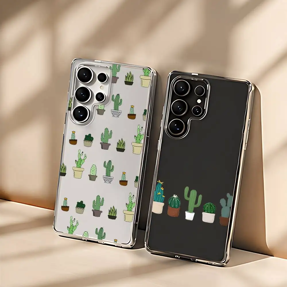 Cartoon Cactus Phone Case For Samsung Galaxy S21 S22 S23 S24ULTRA S25ULTRA FE Ultra Plus5G A52S S26 Shockproof Cover