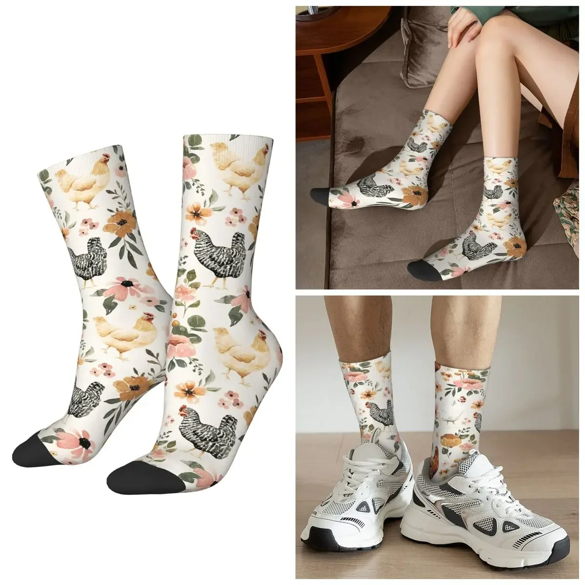 

Носки All Seasons Watercolor Chicken Floral, носки из коллекции Charlotte Floral, носки в стиле хип-хоп, подарки на День святого Валентина