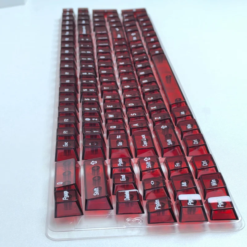 

Crystal red keycap mechanical keyboard PC fully transparent 119-key small full set of original factory highly DIY customization